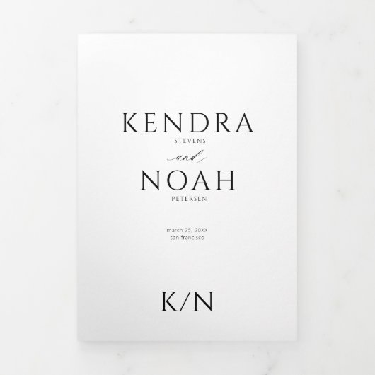 Eenvoudige moderne QR-code FOTO elegante bruiloft Drieluik Uitnodiging (Cover)