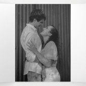 Eenvoudige moderne QR-code Foto legant Weddenschap Drieluik Uitnodiging (Binnenkant midden)