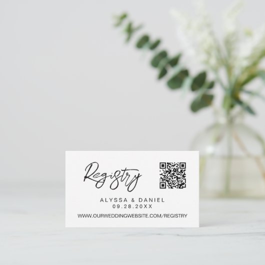 Eenvoudige moderne QR-code huwelijkscadeau-lijst a Informatiekaartje (Staand voorkant)