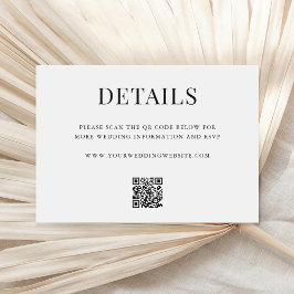 Eenvoudige moderne QR-code huwelijksdetails Informatiekaartje