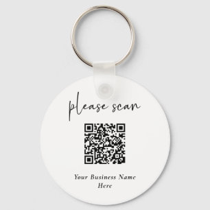 Eenvoudige Moderne QR-code met bedrijfsnaam Sleutelhanger