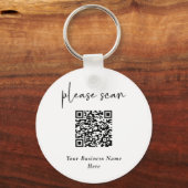 Eenvoudige Moderne QR-code met bedrijfsnaam Sleutelhanger (Voorkant)