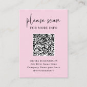 Eenvoudige Moderne QR-code met Logo Terug | Blush  Visitekaartje (Voorkant)