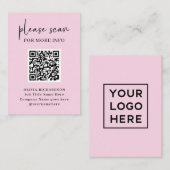 Eenvoudige Moderne QR-code met Logo Terug | Blush  Visitekaartje (Voorkant / Achterkant)