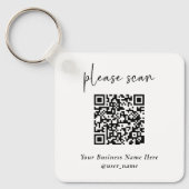 Eenvoudige Moderne QR-code met Logo Terug | Sleutelhanger (Voorkant)