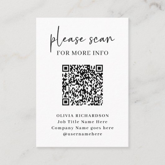 Eenvoudige Moderne QR-code met Logo Terug | Visitekaartje (Voorkant)