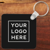 Eenvoudige Moderne QR-code met Logo Terug | Zwart Sleutelhanger (Achterkant)