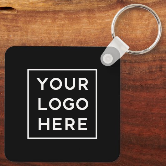 Eenvoudige Moderne QR-code met Logo Terug | Zwart Sleutelhanger (Achterkant)