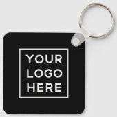 Eenvoudige Moderne QR-code met Logo Terug | Zwart Sleutelhanger (Achterkant)