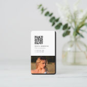 Eenvoudige, moderne QR-code op persoonlijke foto Visitekaartje (Staand voorkant)