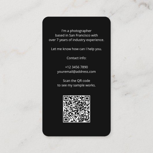 Eenvoudige moderne QR Code Professional Portfolio Visitekaartje (Achterkant)