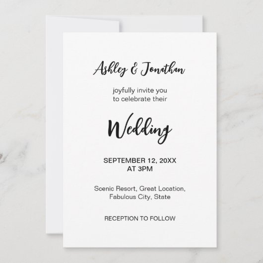 Eenvoudige moderne QR-code RSVP bruiloft uitnodigi Kaart (Voorkant)