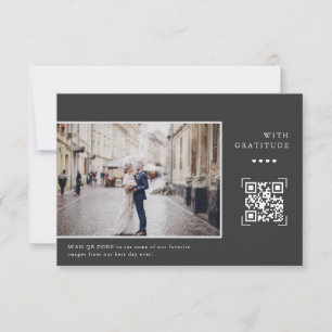 Eenvoudige moderne QR-code Trouwfoto Dank je wel Bedankkaart