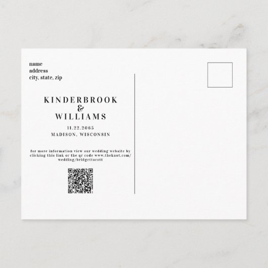 Eenvoudige Moderne QR-code van het Monogram B/W, b Aankondigingskaart (Achterkant)