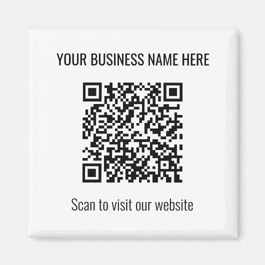 Eenvoudige Moderne QR Code Vierkante Witte Magneet (Voorkant)