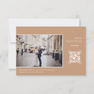Eenvoudige moderne QR-code Weddenfoto Hartelijk Bedankkaart