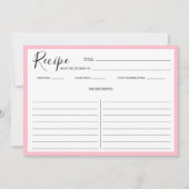 Eenvoudige moderne receptkaart roze kaart (Voorkant)