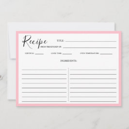Eenvoudige moderne receptkaart roze kaart