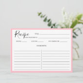 Eenvoudige moderne receptkaart roze kaart (Staand voorkant)