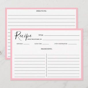 Eenvoudige moderne receptkaart roze kaart