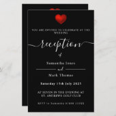 Eenvoudige, moderne Red Heart Black-opname Briefpapier (Voorkant / Achterkant)