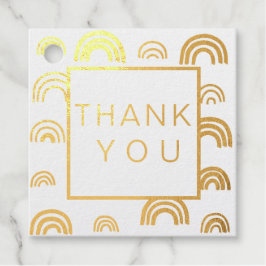 Eenvoudige Moderne Regenboog Gouden Grens Bruiloft Bedankjes Labels