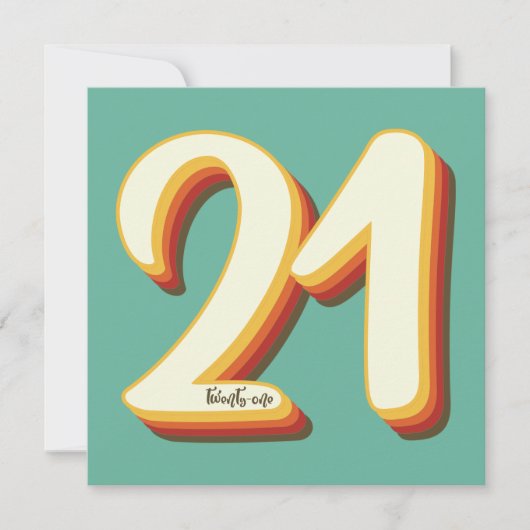 Eenvoudige Moderne Retro Groovy 21e Verjaardag Kaart (Voorkant)