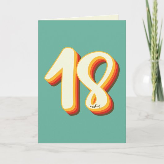 Eenvoudige Moderne Retro Groovy Achttien 18e Verja Kaart (Voorkant)