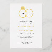 Eenvoudige moderne Rings Monogram Weddenschap Folie Uitnodiging (Voorkant)
