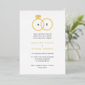 Eenvoudige moderne Rings Monogram Weddenschap Folie Uitnodiging (Staand Voorkant)