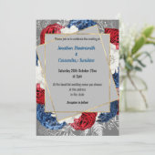 EENVOUDIGE MODERNE RODE BLAUWE VLOEISTOFFEN KAART (Staand voorkant)