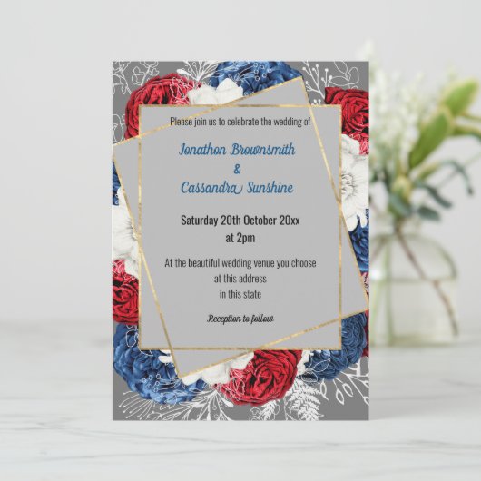 EENVOUDIGE MODERNE RODE BLAUWE VLOEISTOFFEN KAART (Staand voorkant)