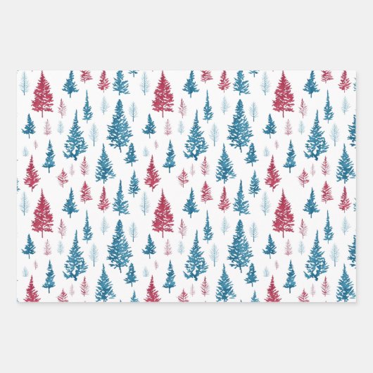 Eenvoudige moderne rode en groene boom winter Wate Inpakpapier Vel (Voorkant)