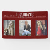 Eenvoudige moderne rode foto afstudeerfeestbanner spandoek (Horizontaal)