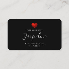 Eenvoudige, moderne Rode Heart-platte kaart voor b Plaatskaartje