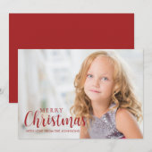 Eenvoudige moderne rode kerst foto feestdagenkaart (Voorkant / Achterkant)