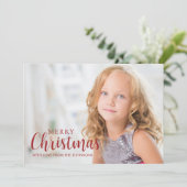 Eenvoudige moderne rode kerst foto feestdagenkaart (Staand voorkant)