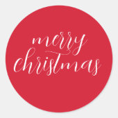 Eenvoudige, moderne Rode Kerst Ronde Sticker (Voorkant)