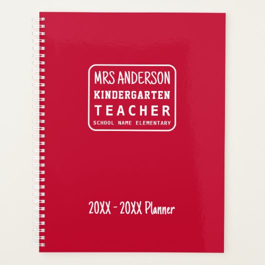 Eenvoudige Moderne Rode Kleuterschool Leraar Schoo Planner (Voorkant)