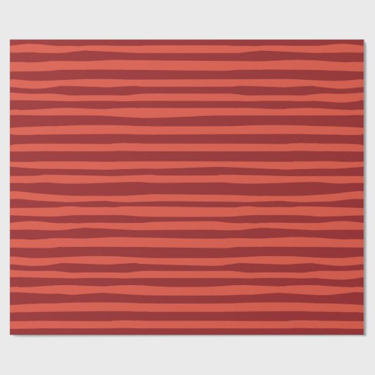 Eenvoudige, moderne Rode Stripe Kerstmis Cadeaupapier (Vlak)