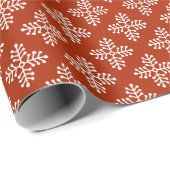 Eenvoudige Moderne Rode & Witte Sneeuwvlok Kerstmi Cadeaupapier (Rol Hoek)