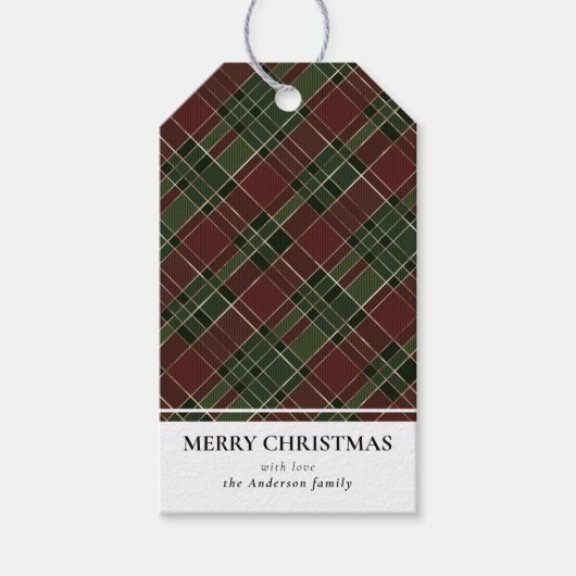 Eenvoudige moderne rood en groen geplakt vrolijk k cadeaulabel (Voorkant)