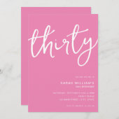 Eenvoudige moderne roze 30e verjaardag kaart (Voorkant / Achterkant)