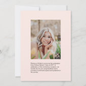 Eenvoudige Moderne Roze Afstuderen Fotoaankondigin Aankondiging (Achterkant)