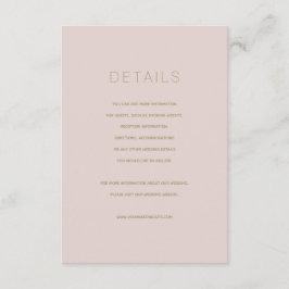 Eenvoudige Moderne Roze Beige Bruiloft Details Kaa Informatiekaartje