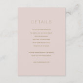 Eenvoudige Moderne Roze Beige Bruiloft Details Kaa Informatiekaartje (Voorkant)