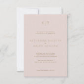 Eenvoudige moderne roze beige bruiloft uitnodiging (Voorkant)