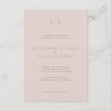 Eenvoudige moderne roze beige bruiloft uitnodiging