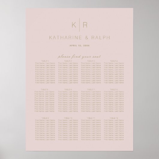 Eenvoudige moderne roze beige weddenschappen poster (Voorkant)