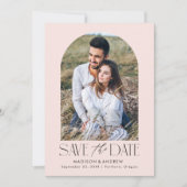 Eenvoudige Moderne Roze Boog Foto Save The Date (Voorkant)